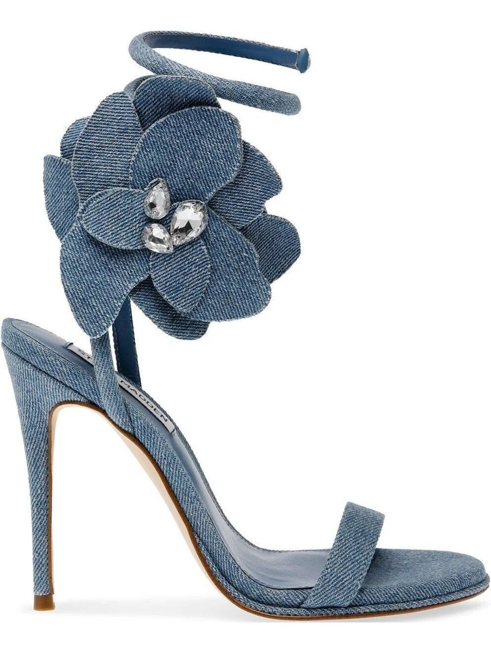 Steve Madden Ennzo Flower Coil Wrap Strap Sandals - Denim 8 ($119)